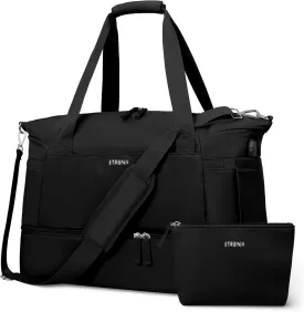 ETRONIK Gym Bag for Women, Personal Item Travel Bag with Shoes Compartment, Weekender Overnight Duffel Bag with Wet Pocket & USB Charging Port, Carry On Bag for Women, Travel, Gym, Weekend (Black)