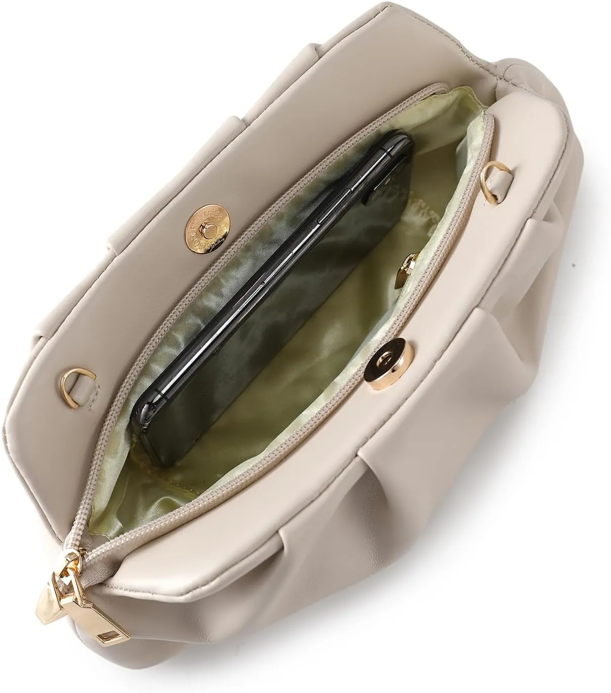 Evening Bag for Women Ruched Clutch Purse Detachable Metal Chain Crossbody Bag