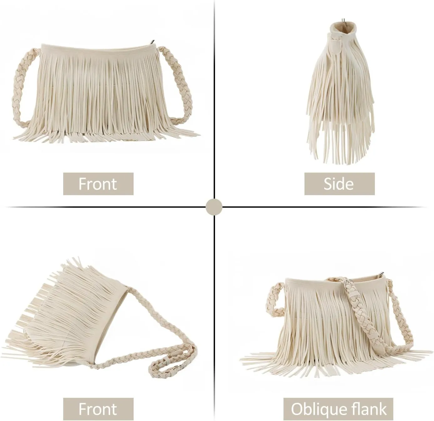 Fecialy Faux Suede Fringe Crossbody Bags for Women Western Hippie Shoulder Bag Messenger Bag Sling Bag