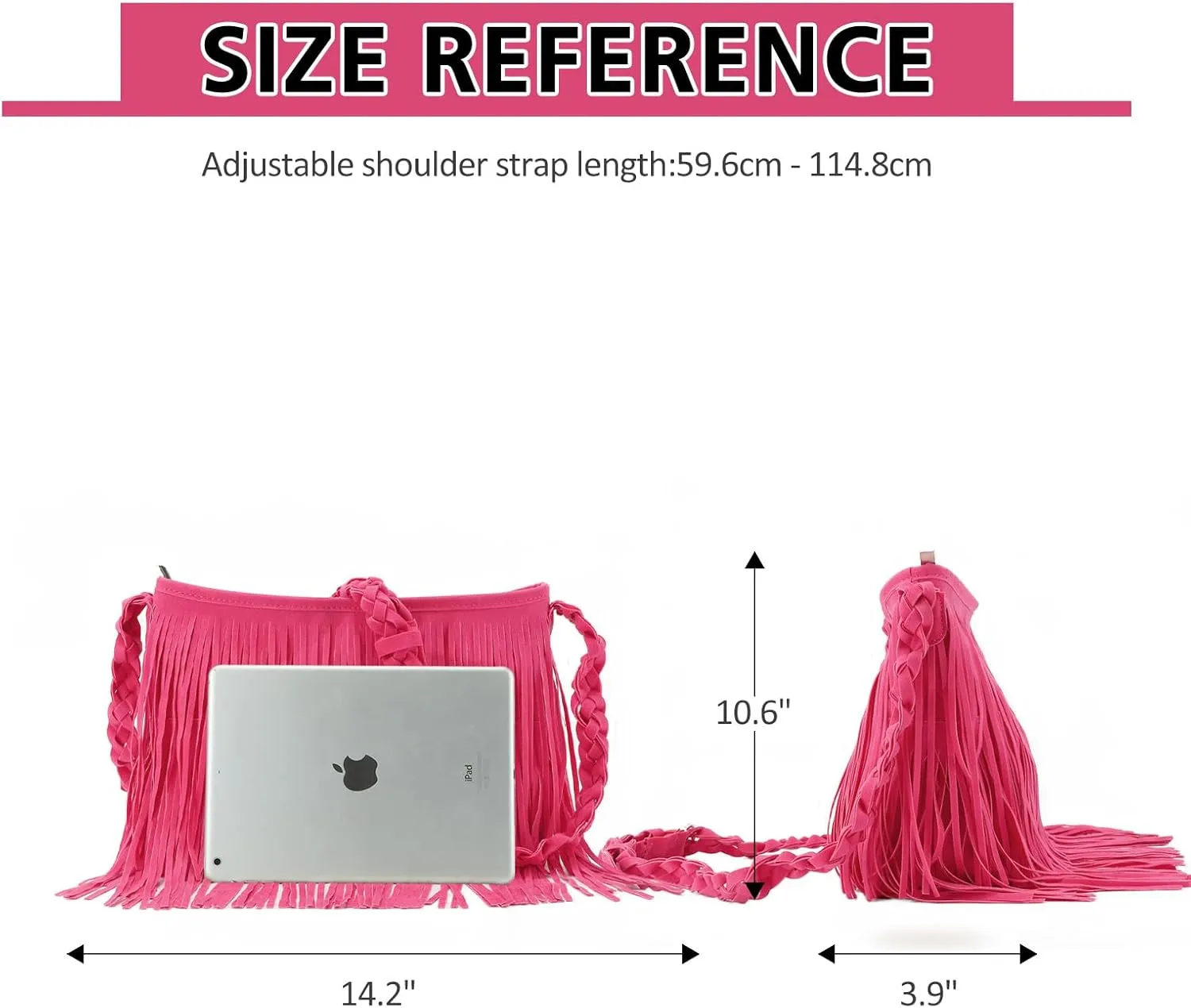 Fecialy Faux Suede Fringe Crossbody Bags for Women Western Hippie Shoulder Bag Messenger Bag Sling Bag