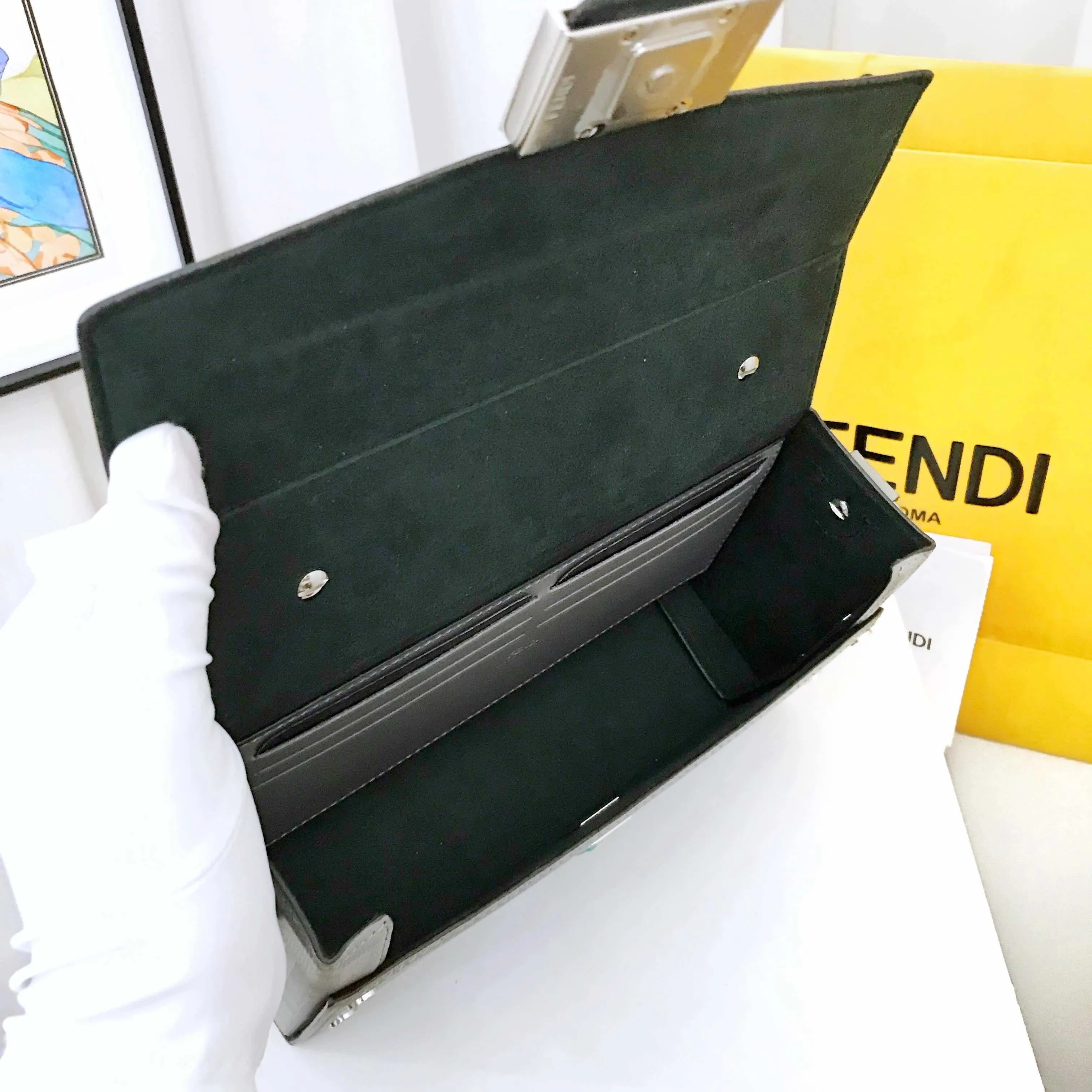 Fendi Baguette Gray Soft Trunk Shoulder Bag