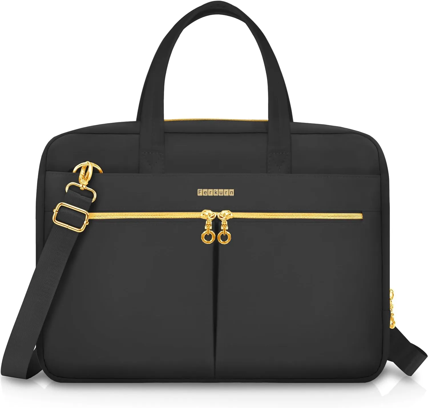 Ferkurn Laptop Bag Case 17 17.3 Inch Women Men Computer Bag Compatible with HP Envy Pavilion Omen/LG Gram/MSI/Dell XPS/Thinkpad/TUF Vivobook/Acer, Shoulder Strap Messenger Briefcase, Black