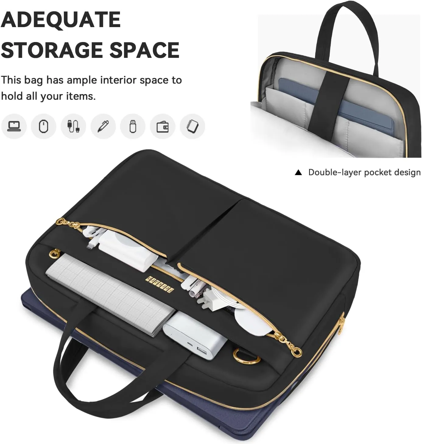 Ferkurn Laptop Bag Case 17 17.3 Inch Women Men Computer Bag Compatible with HP Envy Pavilion Omen/LG Gram/MSI/Dell XPS/Thinkpad/TUF Vivobook/Acer, Shoulder Strap Messenger Briefcase, Black