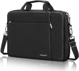 Ferkurn Laptop Bag Case for Women Men Computer Bag Compatible with HP Envy Pavilion Omen/LG Gram/MSI/Dell Inspiron XPS/Lenovo/Acer, Shoulder Strap Carrying Messenger Briefcase, Black, 17 17.3 Inch