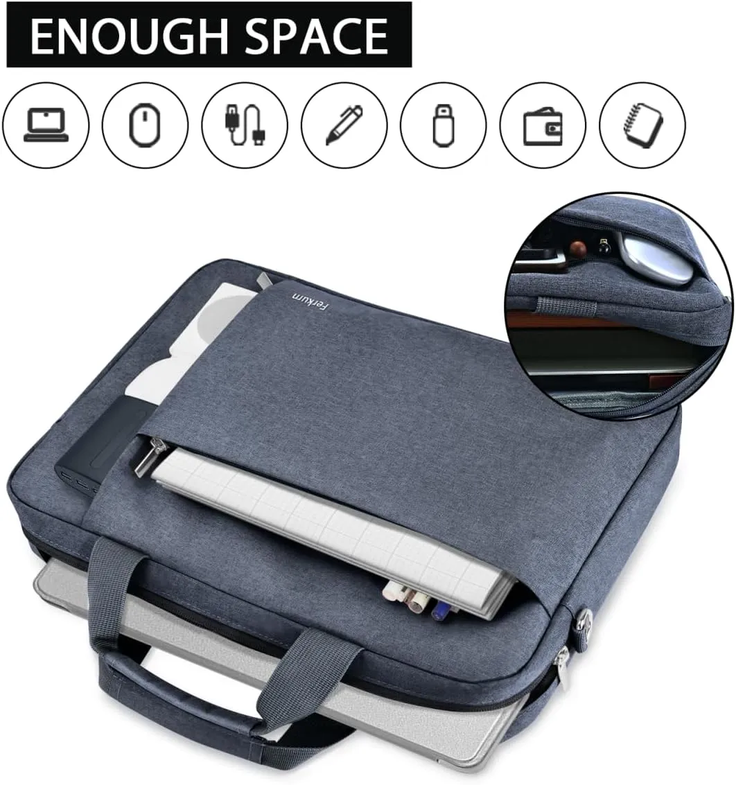 Ferkurn Laptop Case Sleeve 15.6 16 Inch Laptop Bag for Women Men Compatible with HP Envy Pavilion/Dell Inspiron XPS/Lenovo/Acer, Shoulder Strap Carrying Briefcase Computer Messenger Bag Case, Grey