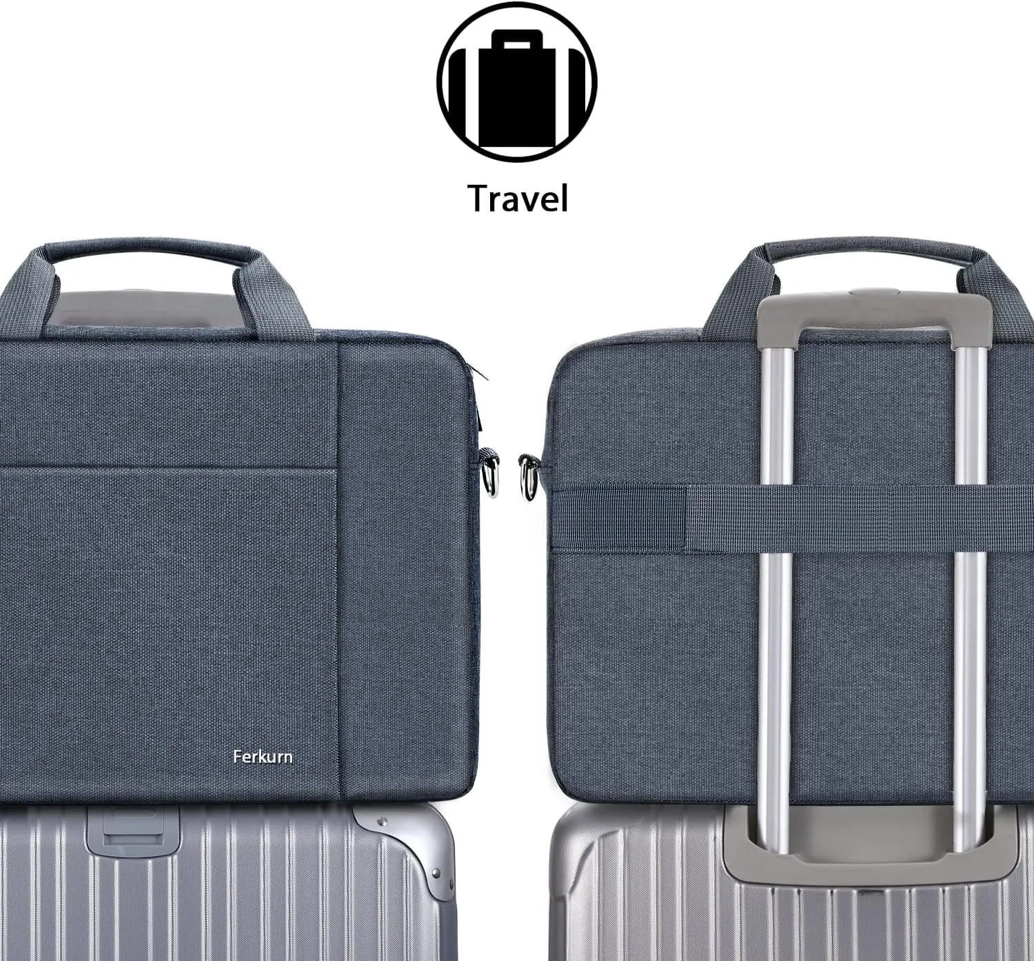 Ferkurn Laptop Case Sleeve 15.6 16 Inch Laptop Bag for Women Men Compatible with HP Envy Pavilion/Dell Inspiron XPS/Lenovo/Acer, Shoulder Strap Carrying Briefcase Computer Messenger Bag Case, Grey