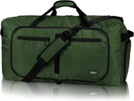 Fmeida 65L Duffle Bag with Shoes Compartment, Foldable Travel Duffel Bags for Men Women, Large Packable Travel Bag Water Repellent & Tear Resistant (Green)