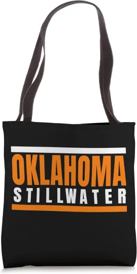 Fun Stillwater Oklahoma Orange/Black Retro Stripe Stillwater Tote Bag