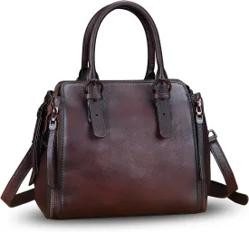 Genuine Leather Handbags Satchel for Women Purse Vintage Handmade Top-Handle Handbag Crossbody Shoulder Bag