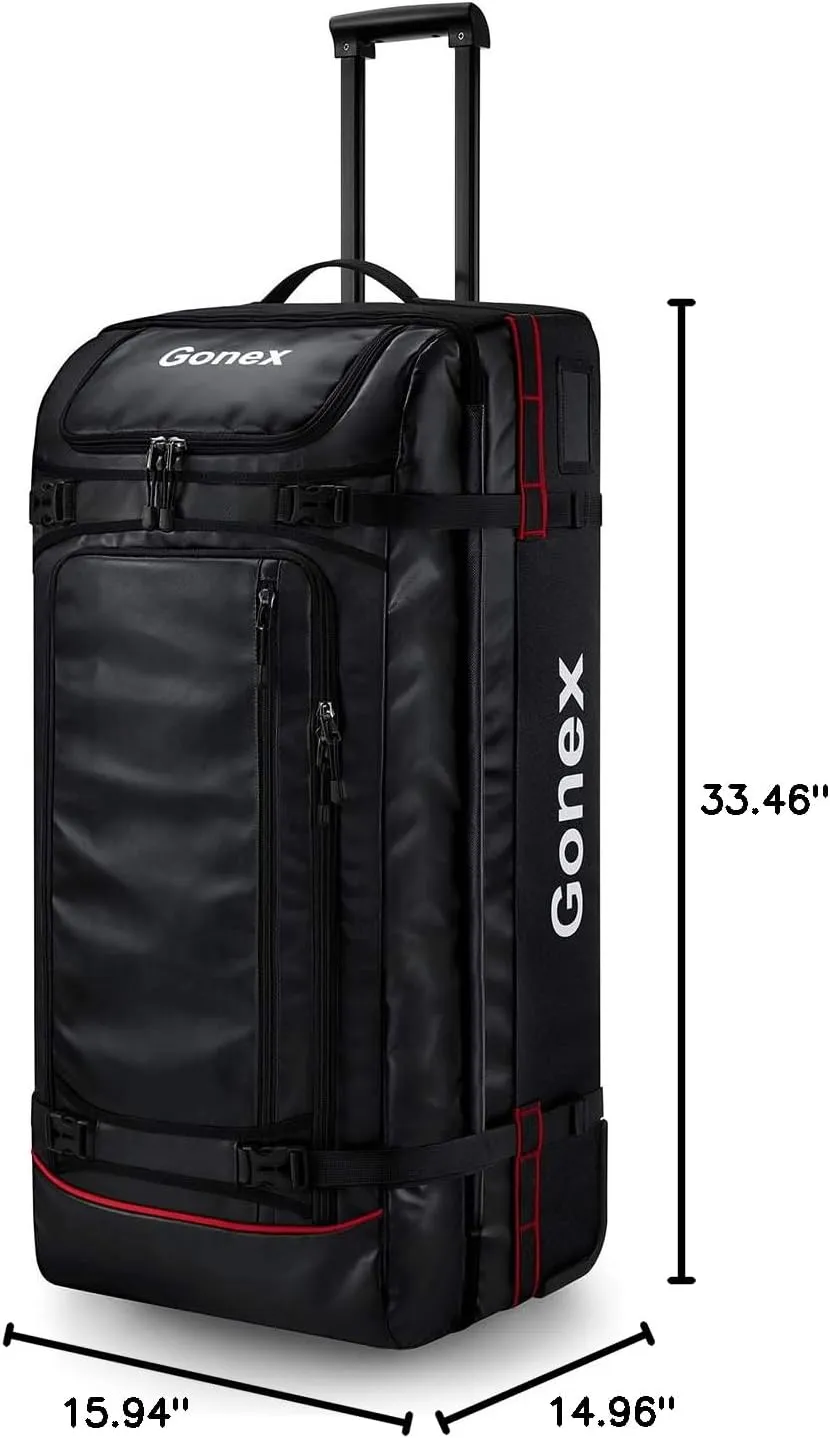 Gonex Rolling Duffle Bag with Wheels, 100L Water Repellent Large Wheeled Travel Duffel Luggage with Rollers 33 inch, Black