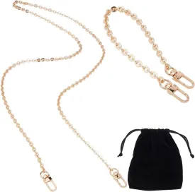 GORGECRAFT 2Pcs 2 Styles Mini Copper Purse Chain Bulk Golden Metal Brass Bag Shoulder Crossbody Thin Decoration Extending Strap Cable Chains for Handbag Wallet Clutch Comfortable Flat Straps DIY Craft