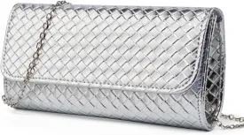Gurina Woven Texture PU Clutch Purse for Women - Sleek Evening Bag, Perfect for Formal Events, Weddings & Cocktail Parties