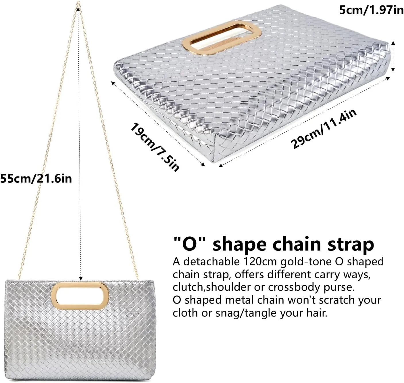 Gurina Woven Texture PU Clutch Purse for Women - Sleek Evening Bag, Perfect for Formal Events, Weddings & Cocktail Parties