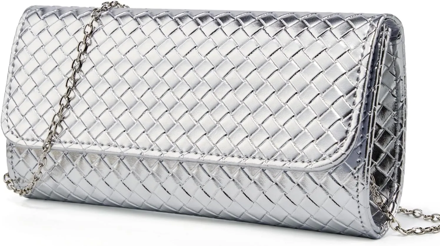 Gurina Woven Texture PU Clutch Purse for Women - Sleek Evening Bag, Perfect for Formal Events, Weddings & Cocktail Parties
