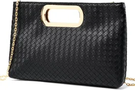 Gurina Woven Texture PU Clutch Purse for Women - Sleek Evening Bag, Perfect for Formal Events, Weddings & Cocktail Parties