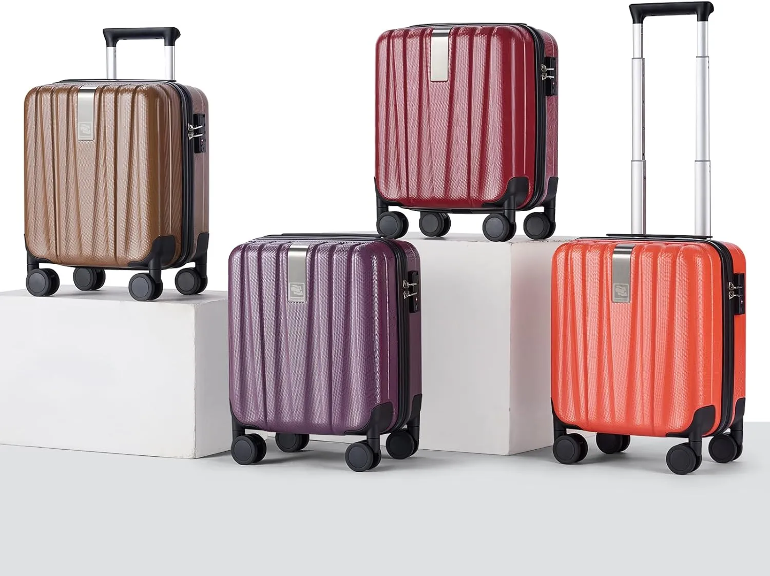 Hanke 14 Inch Underseat Carry On Luggage with Wheels Hard Shell Suitcases Lightweight Small Luggage for Weekender Mini Suitcase Carry On Bag Travel Luggage for Travel Rolling Suitcase.(Burgundy)