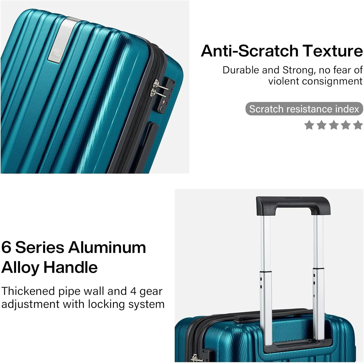 Hanke 29 Inch Expandable Checked Luggage Lightweight PC Hard Shell Luggage Suitcases with Wheels Tsa Luggage Rolling Large Suitcase Travel Luggage Bag for Study Abroad.(Caribbean Blue)