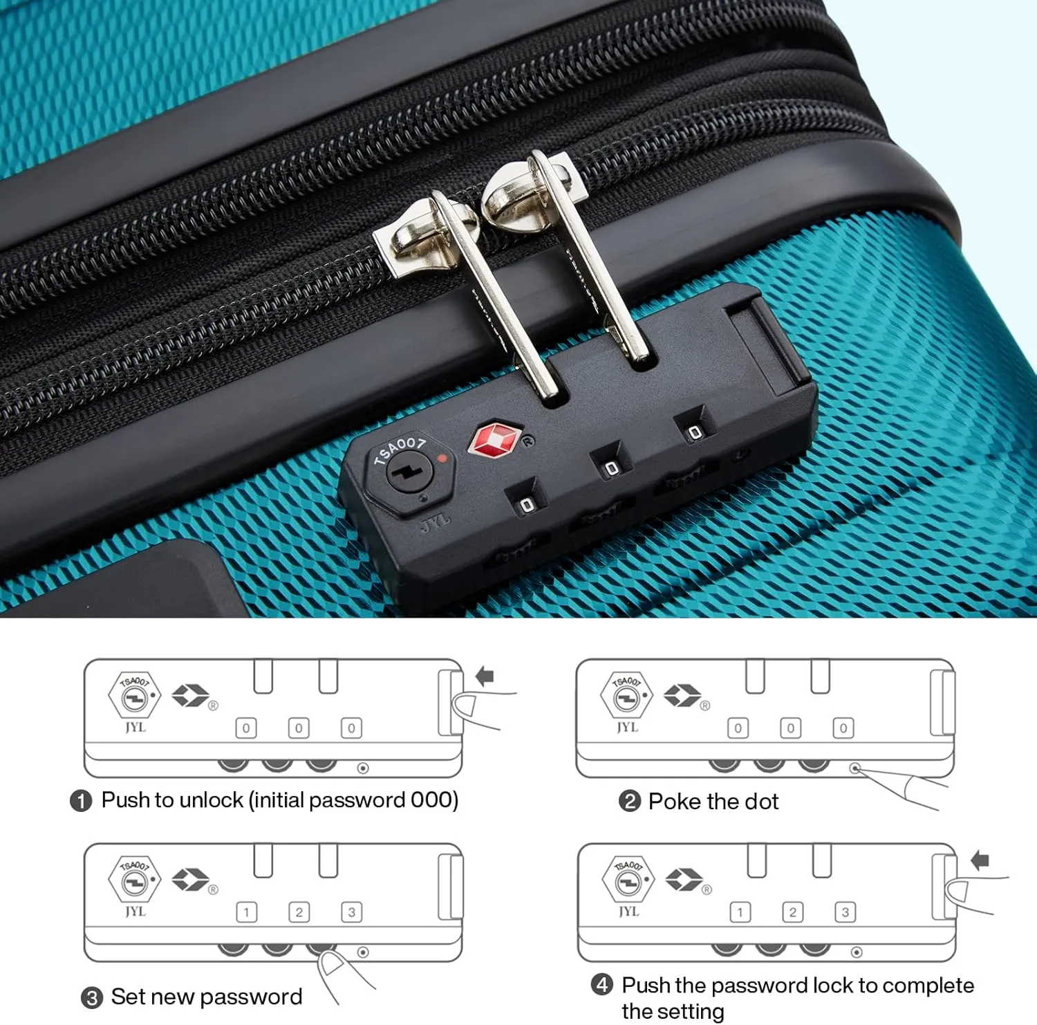 Hanke 29 Inch Expandable Checked Luggage Lightweight PC Hard Shell Luggage Suitcases with Wheels Tsa Luggage Rolling Large Suitcase Travel Luggage Bag for Study Abroad.(Caribbean Blue)