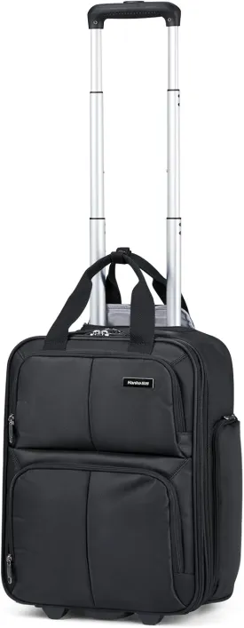 Hanke Softside Underseat Carry On Luggage with Wheels,Travel Luggage Rolling Bag Small SuitcaseBlack, Underseater 16-Inch