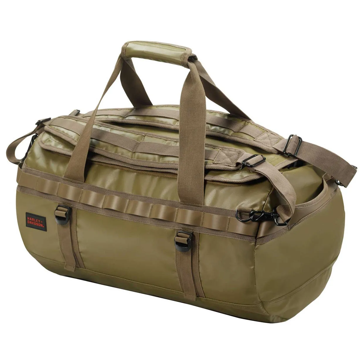Harley-Davidson 21" Water-Resistant Functional Hybrid Duffel Bag/Backpack, Khaki 90328K
