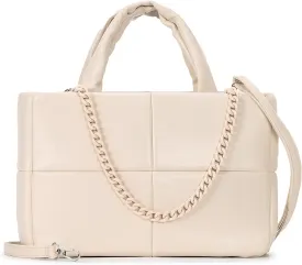 Herald Puffer Tote Bag for Women, Soft PU Leather Puffy Quilted Shoulder Crossbody Purse with Adjustable Strap & Chain