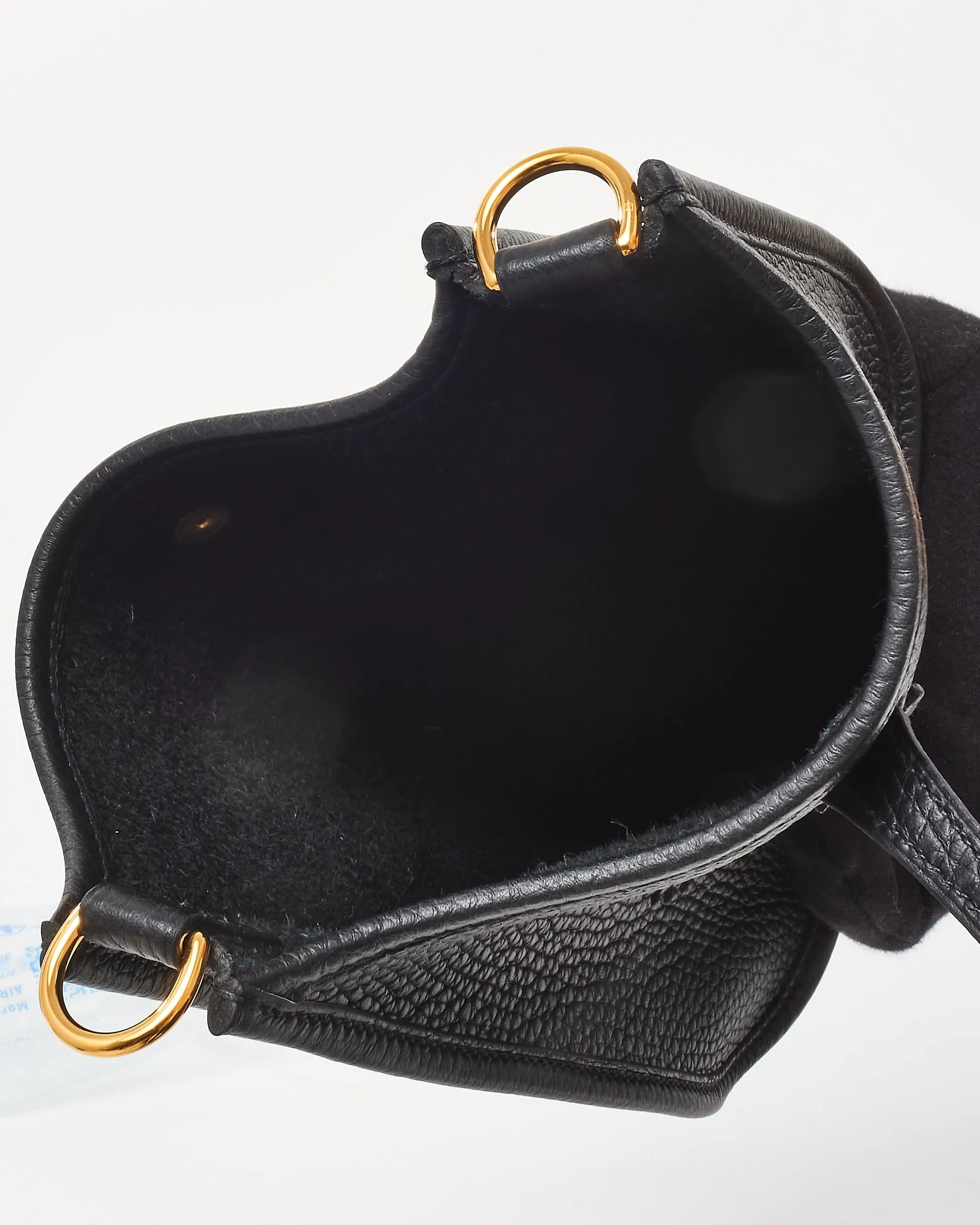 Hermès Black Clemence Leather Mini Evelyne (TPM) Crossbody GHW