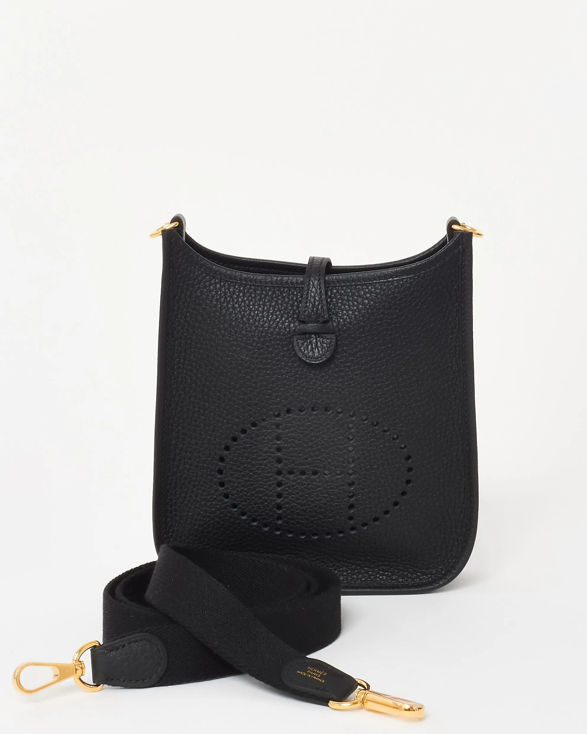 Hermès Black Clemence Leather Mini Evelyne (TPM) Crossbody GHW