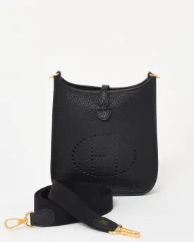 Hermès Black Clemence Leather Mini Evelyne (TPM) Crossbody GHW