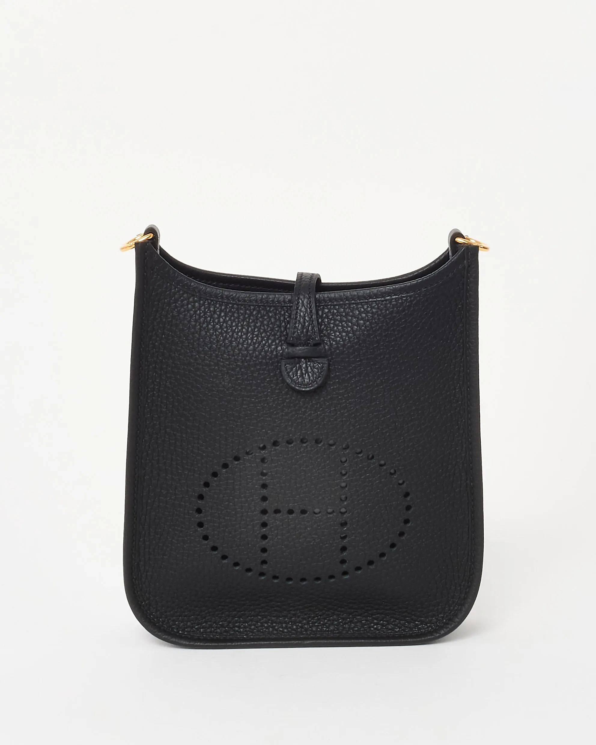 Hermès Black Clemence Leather Mini Evelyne (TPM) Crossbody GHW