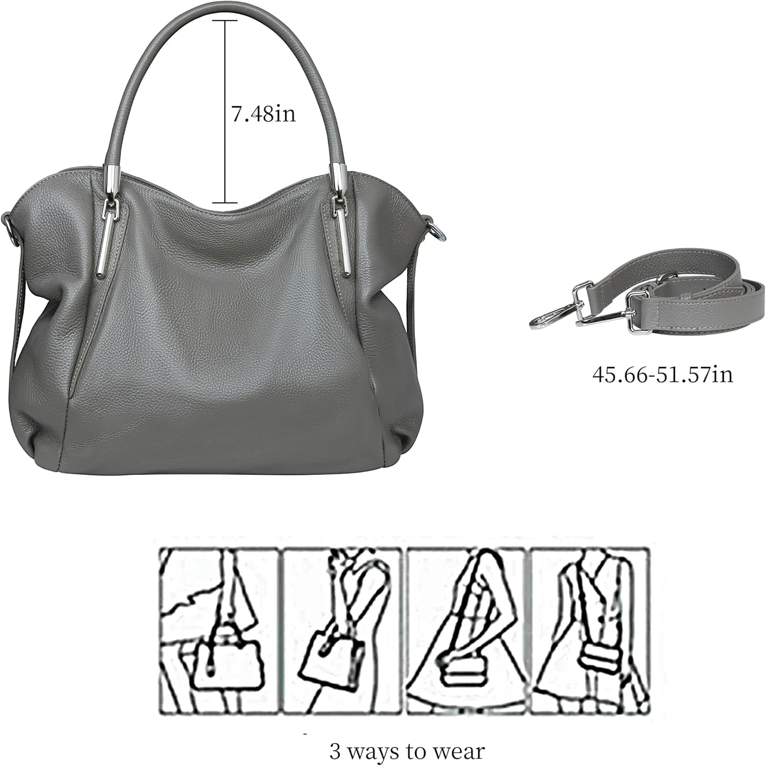 HESHE Genuine Leather Purses and Handbags for Women Shoulder Bags Tote Handbag Ladies Designer Hobo Satchel Crossbody Bag