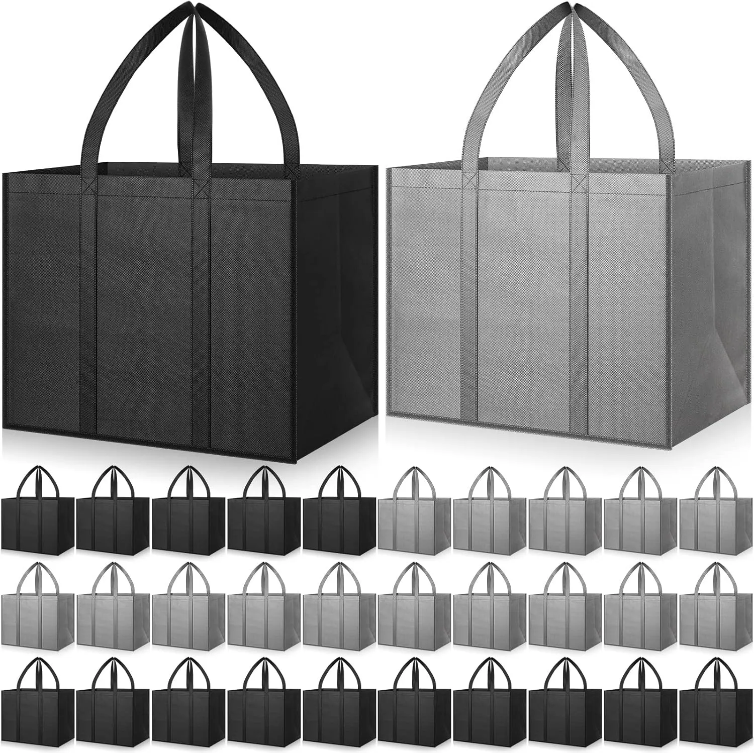 Hillban 30 Pack Reusable Grocery Bags Bulk Large Shopping Bags Washable Foldable Heavy Duty Totes Storage Bags with handles