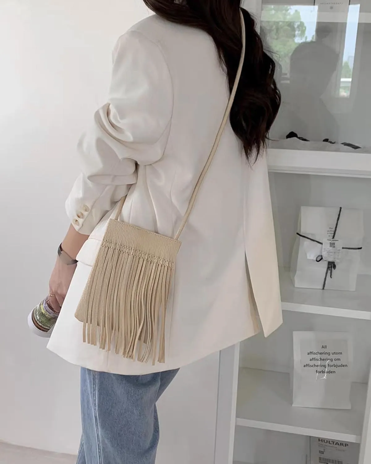 Hoce Womens Leather Fringe Messenger Bag Large Hobo Crossbody Tassel Shoulder Bags, Gift for Mom Wife Girlfriend