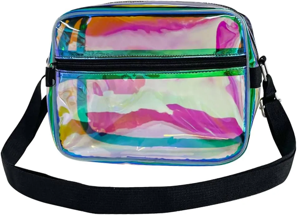 holographic Crossbody bag for Women,iridescent Shoulder Bag with Adjustable Strap,Fashion Fanny Pack for Concerts Sports Festivals.