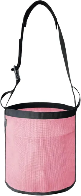 Horse Feed Bag, Nylon Mesh Grain Horse Feed Bucket with Adjustable Strap Comfortable Neck Pad Nose Pad and Waterproof Bottom (Pink 1P)