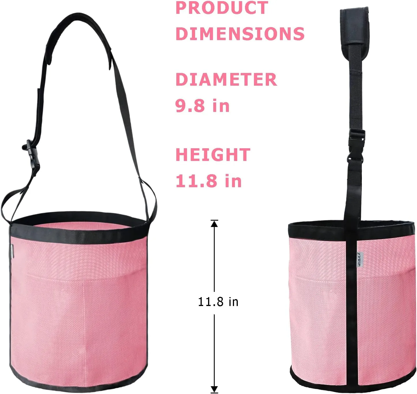 Horse Feed Bag, Nylon Mesh Grain Horse Feed Bucket with Adjustable Strap Comfortable Neck Pad Nose Pad and Waterproof Bottom (Pink 1P)