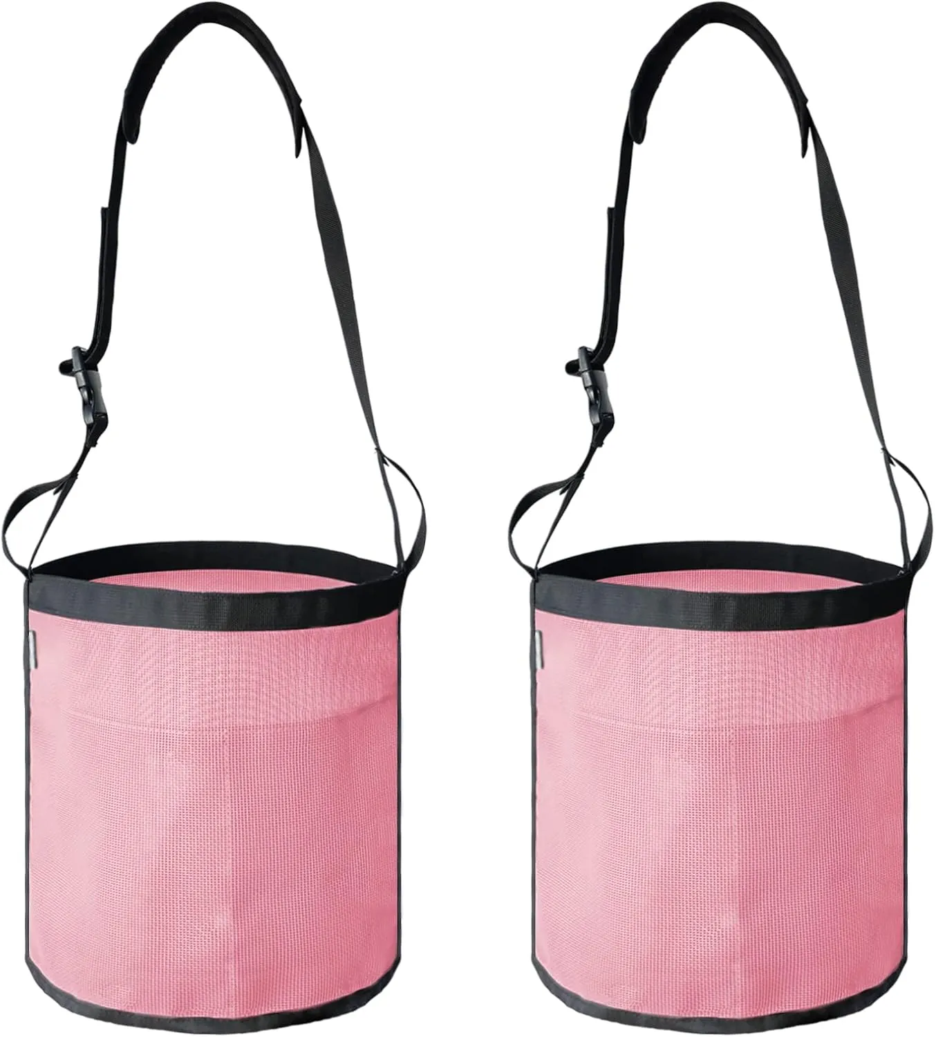 Horse Feed Bag, Nylon Mesh Grain Horse Feed Bucket with Adjustable Strap Comfortable Neck Pad Nose Pad and Waterproof Bottom (Pink 2P)