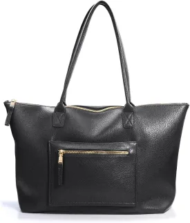 HOXIS Tote Bag for Women with Zipper Vegan Leather Handbag with Trolley Sleeve Travel Weekender Carryall Bag
