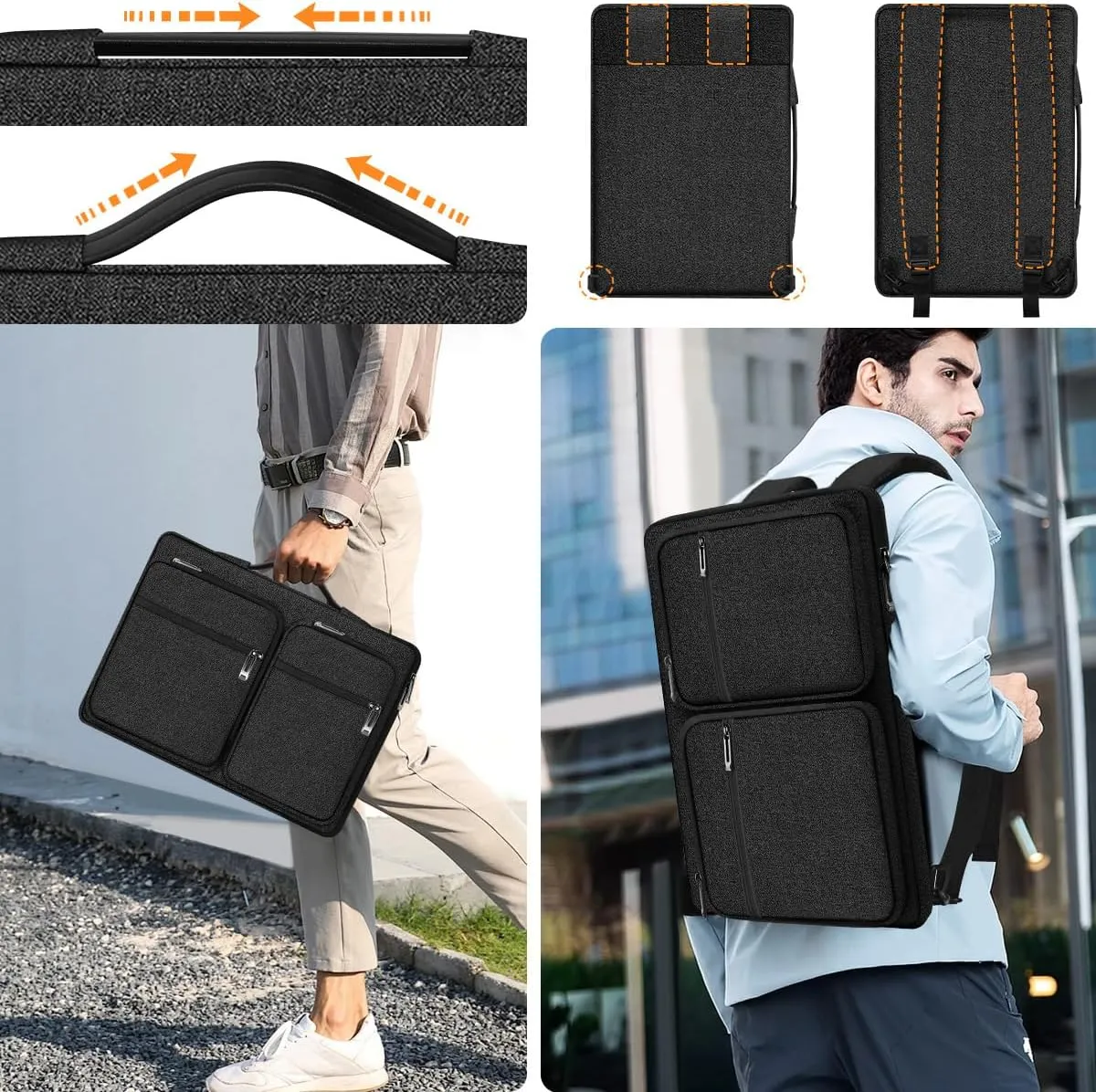 Hseok Laptop Sleeve 15 15.6 16 inches Case Protective PC Briefcase for Commuting and Business TripBlack