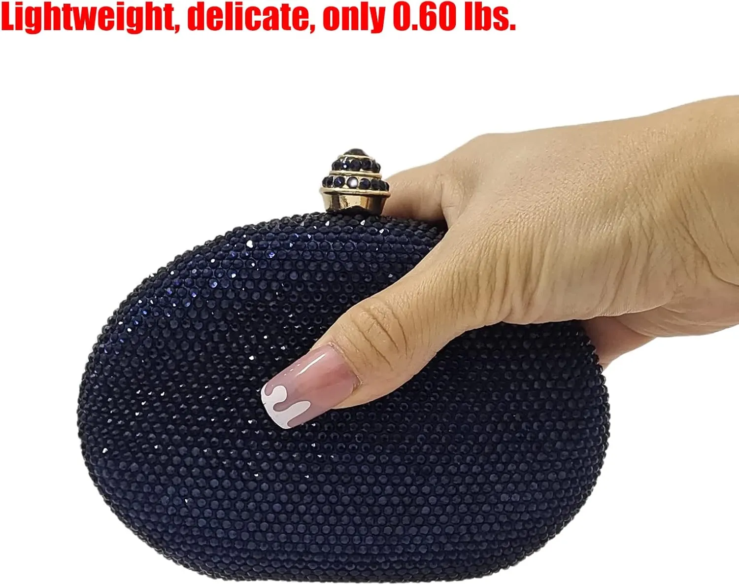 HUANG ZHUANG Egg Shape Crystal Clutch Purse Rhinestone Evening Bag for Women Party Wedding Cute Handbag