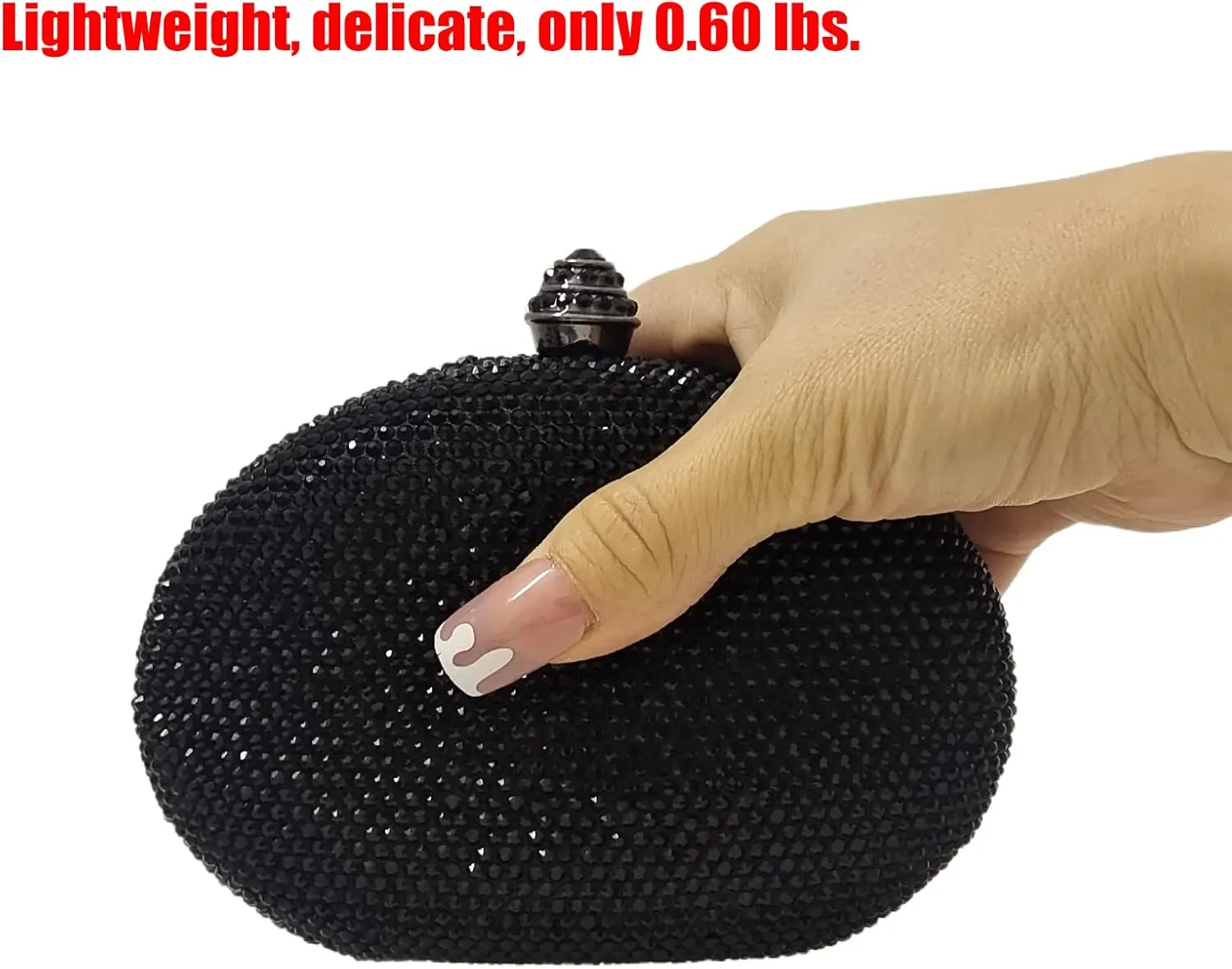 HUANG ZHUANG Egg Shape Crystal Clutch Purse Rhinestone Evening Bag for Women Party Wedding Cute Handbag