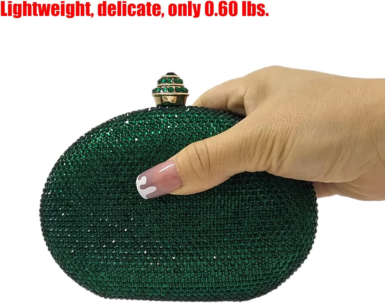 HUANG ZHUANG Egg Shape Crystal Clutch Purse Rhinestone Evening Bag for Women Party Wedding Cute Handbag