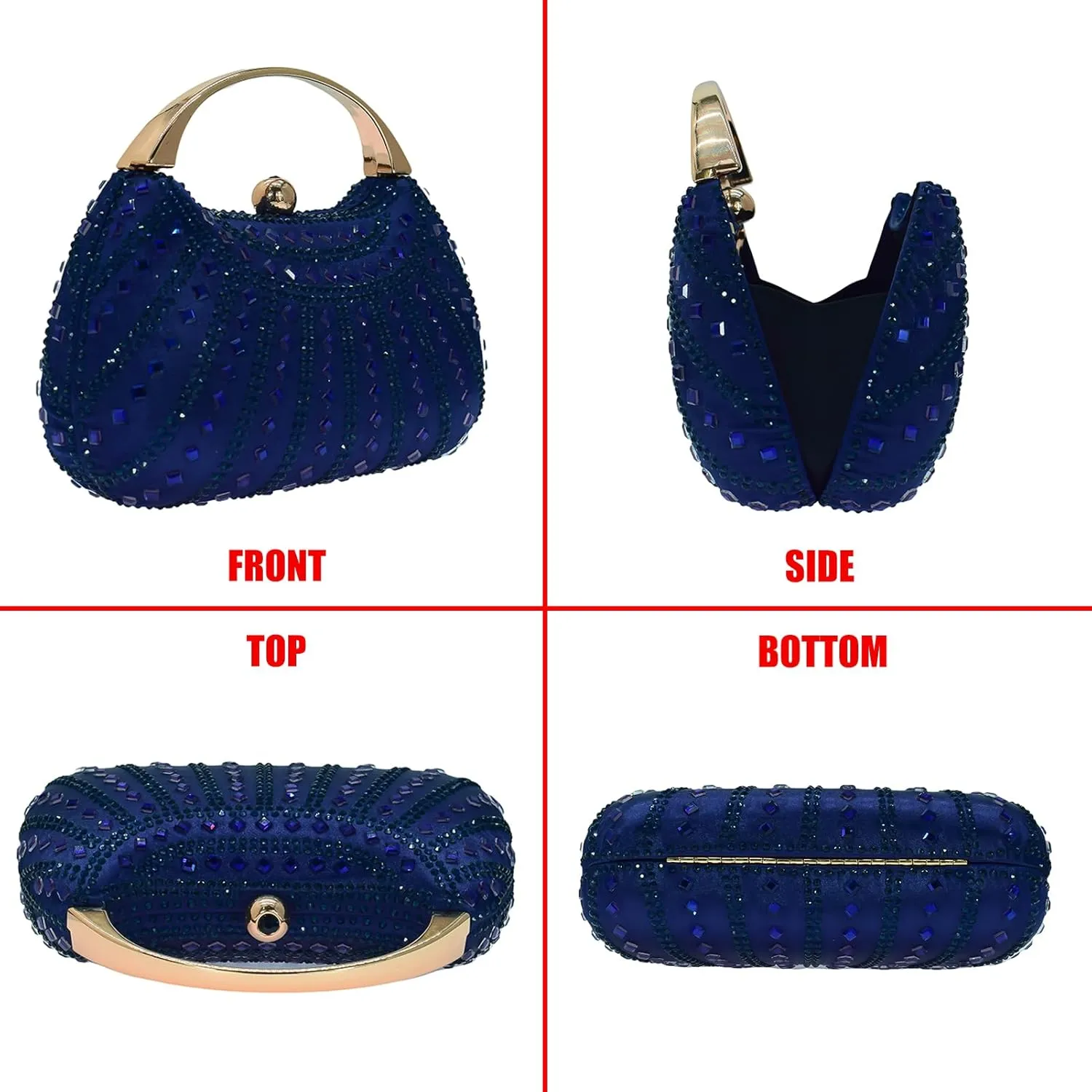HUANG ZHUANG Elegant Crystal Clutch Rhinestone Handbags For Women Party Purse Wedding Prom Sparkly Bag