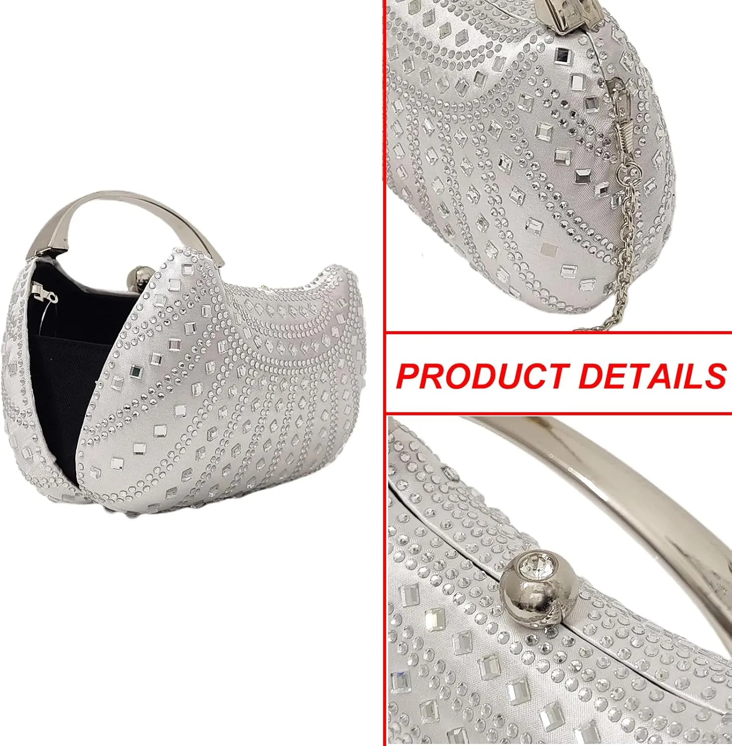 HUANG ZHUANG Elegant Crystal Clutch Rhinestone Handbags For Women Party Purse Wedding Prom Sparkly Bag