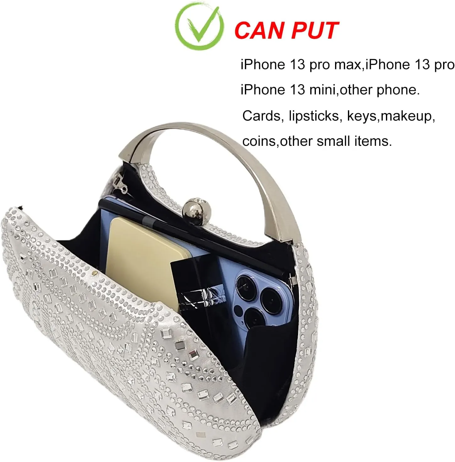 HUANG ZHUANG Elegant Crystal Clutch Rhinestone Handbags For Women Party Purse Wedding Prom Sparkly Bag