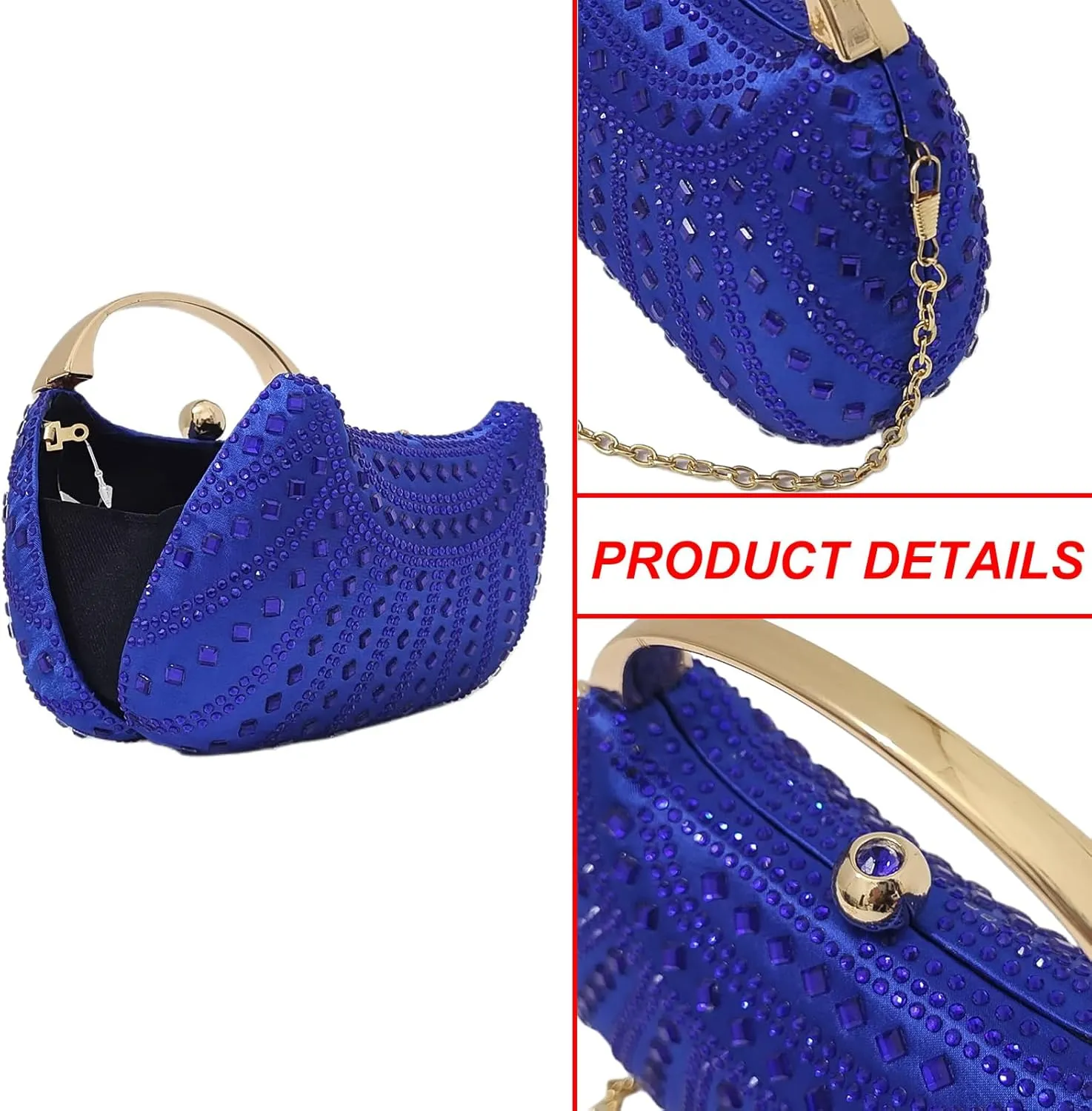 HUANG ZHUANG Elegant Crystal Clutch Rhinestone Handbags For Women Party Purse Wedding Prom Sparkly Bag