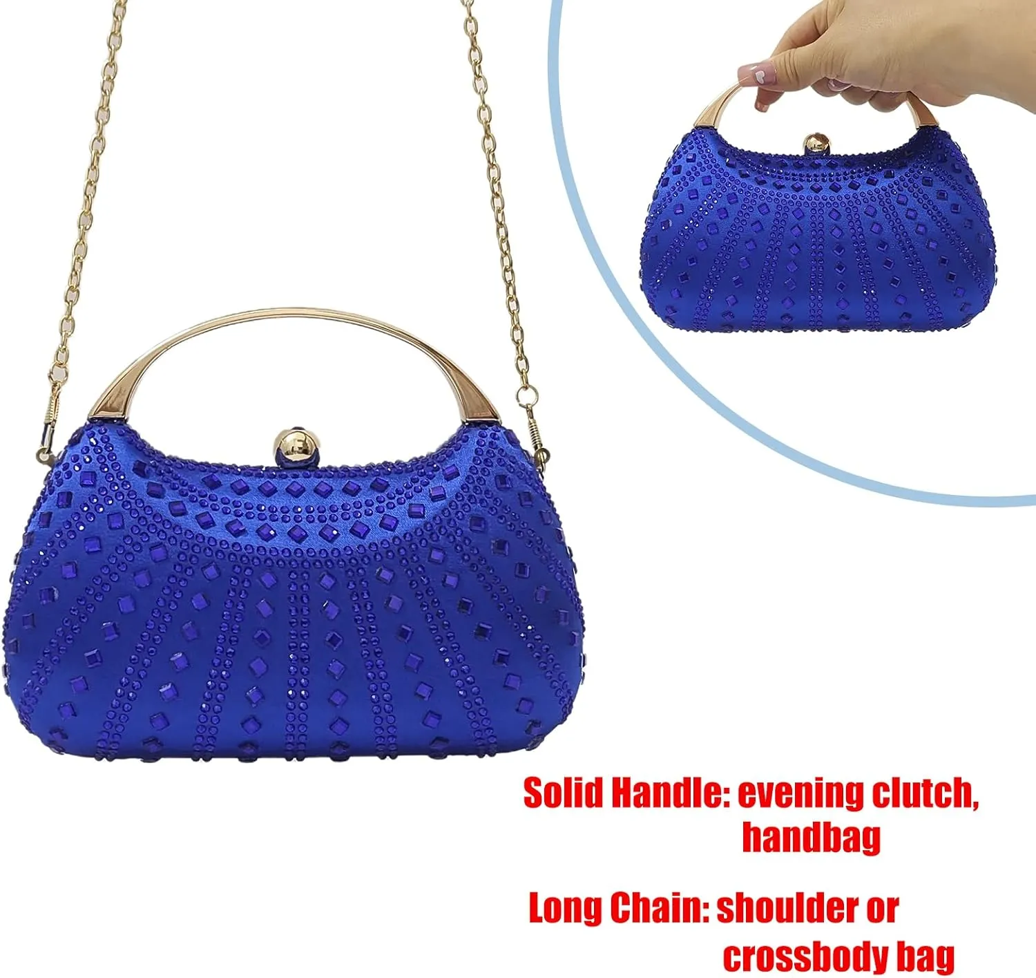 HUANG ZHUANG Elegant Crystal Clutch Rhinestone Handbags For Women Party Purse Wedding Prom Sparkly Bag