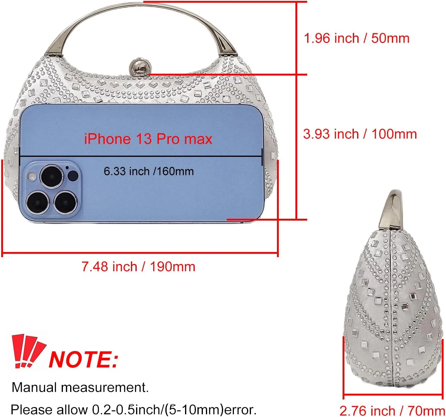 HUANG ZHUANG Elegant Crystal Clutch Rhinestone Handbags For Women Party Purse Wedding Prom Sparkly Bag