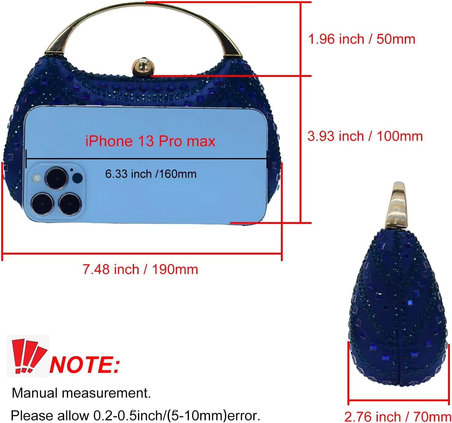HUANG ZHUANG Elegant Crystal Clutch Rhinestone Handbags For Women Party Purse Wedding Prom Sparkly Bag