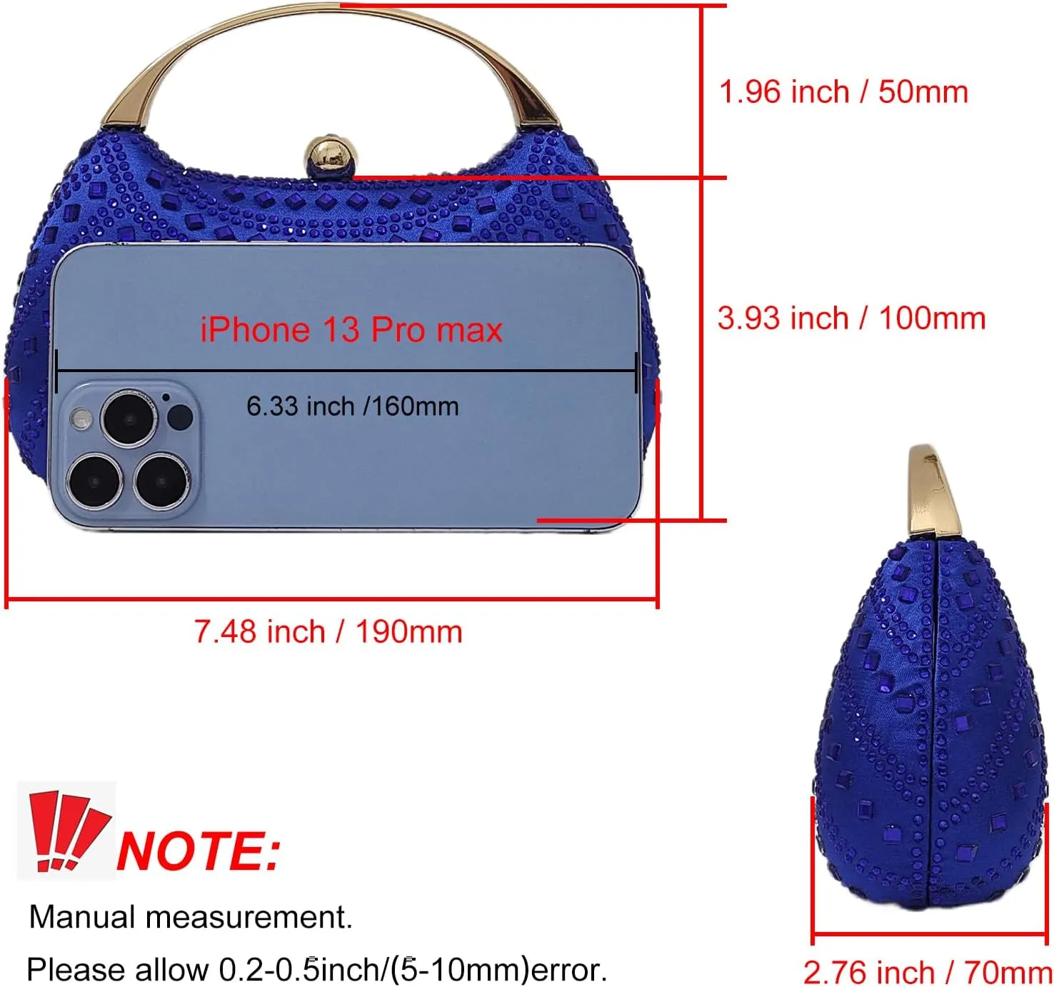 HUANG ZHUANG Elegant Crystal Clutch Rhinestone Handbags For Women Party Purse Wedding Prom Sparkly Bag