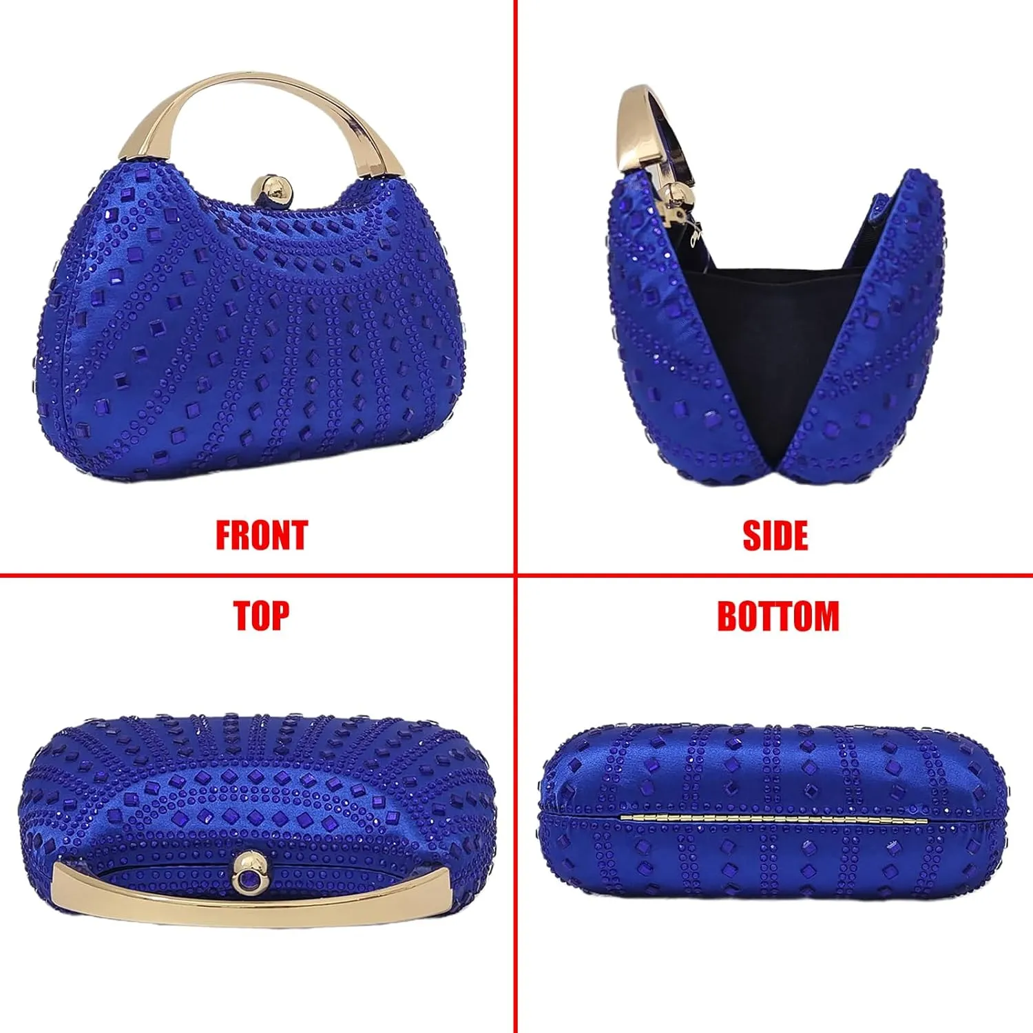HUANG ZHUANG Elegant Crystal Clutch Rhinestone Handbags For Women Party Purse Wedding Prom Sparkly Bag